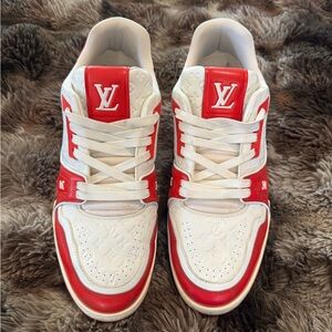 Louis Vuitton Red and White Athletic Shoes